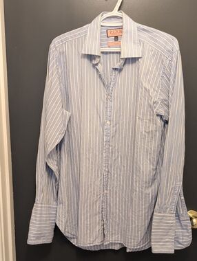 Thomas Pink Light Blue and White Stripe Men's Dress Shirt